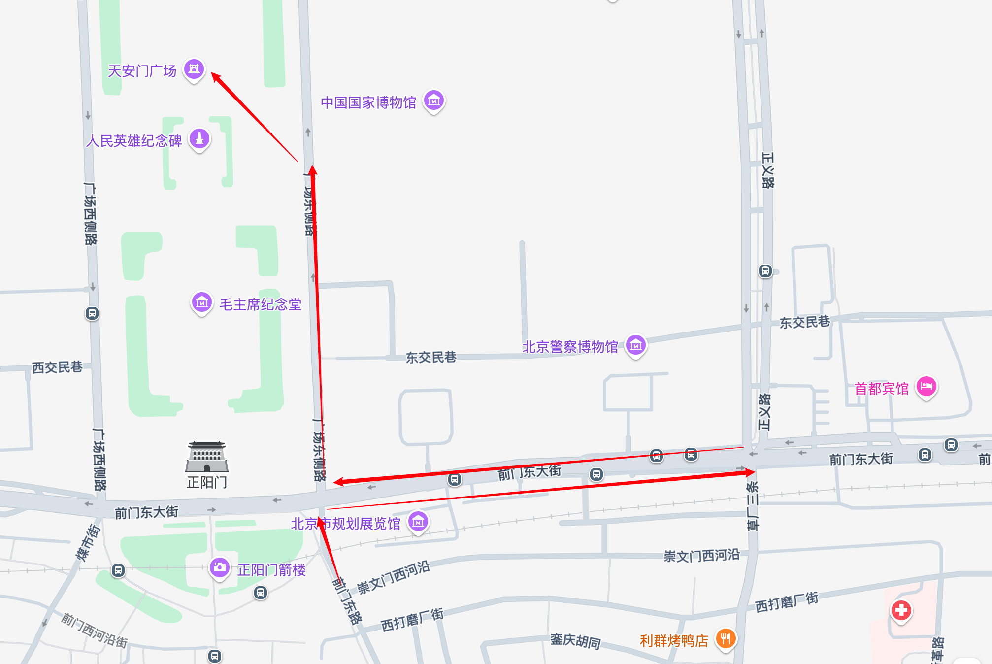 打车到前门，绕过去